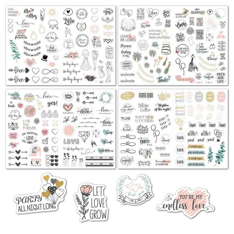Wedding Bliss Stickers Waterproof Removable Theme Love Eucalyptus Engagement Plan Cute Stickers Packing Stickers Decals
