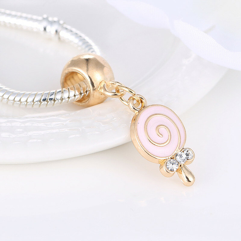 1 buah liontin Lollipop lucu baru cocok untuk jimat gelang Aksesori kalung wanita DIY membuat perhiasan hadiah ﻿