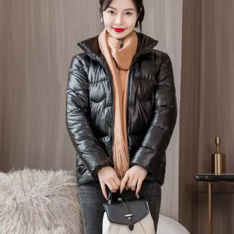 Parkas Frauen stehen Kragen Bohne grün süß Winter mädchen haft Temperament ins All-Match lässig koreanische Mode trendy verdicken warm