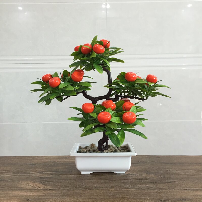 Planta de simulación de bonsái naranja para decoración del hogar, adornos de flores artificiales, regalo de boda, novedad