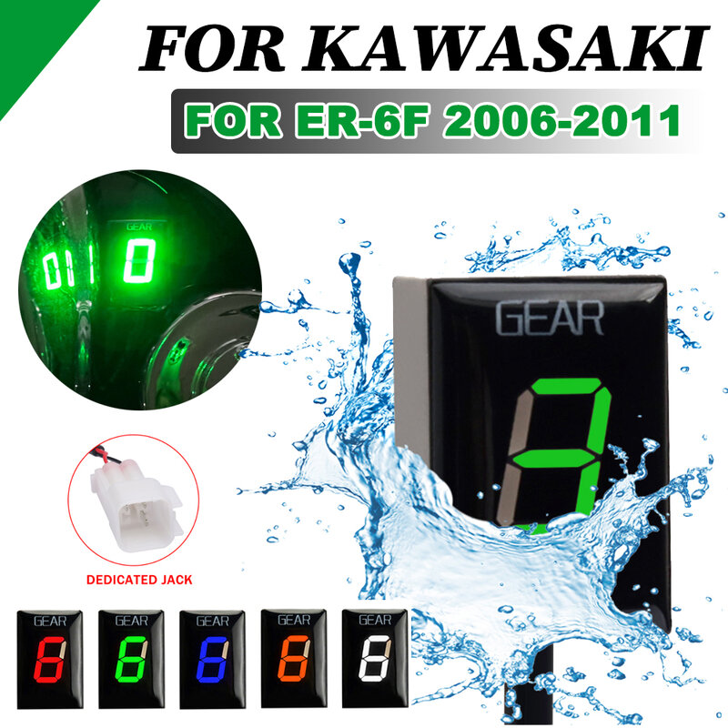 1-6 indikator roda gigi aksesori motor tampilan Digital, Meter untuk Kawasaki ER-6F ER6F ER 6F 2006 2007 2008 2009 2010 2011