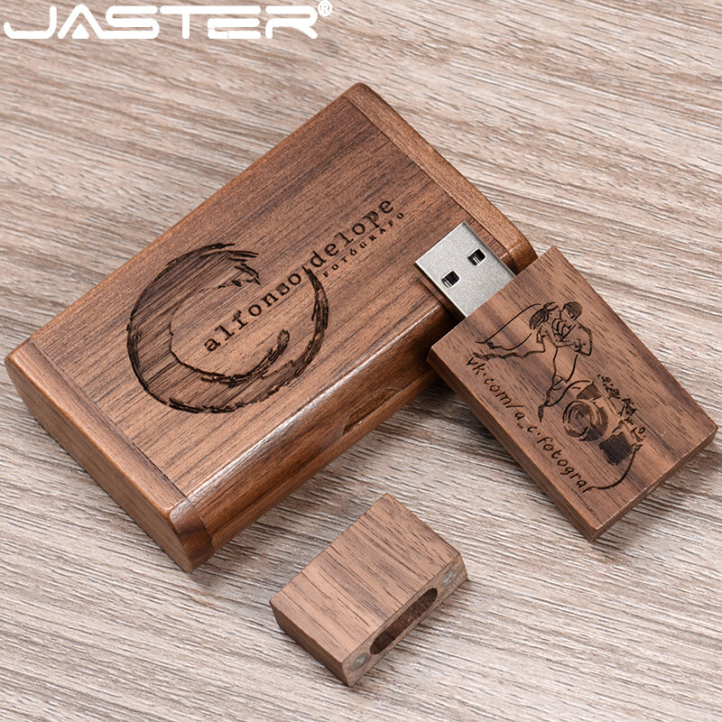 JASTER USB flash drive Creative wedding gifts Pen drive 128GB Maple Wooden box Memory stick 64GB Free custom logo Pendrive 32GB
