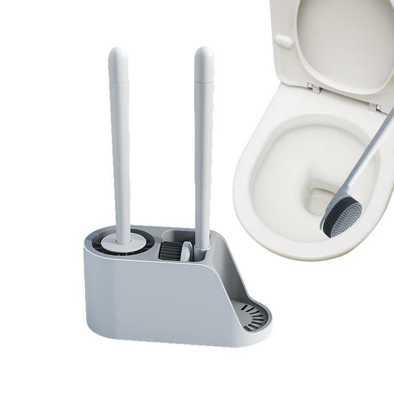 Щетка и держатель для унитаза, силиконовый скребок для чистки ванной комнаты, многоразовые принадлежности для чистки туалета, силиконовая щетка для чистки головки