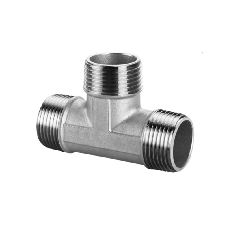 DN6/DN8/DN15/DN25 male+male+Female Threaded 3 Way Tee T Pipe Fitting 1/4" 1/2" 3/4" 1" 1-1/4" BSP Threaded 304 Stainless Steel