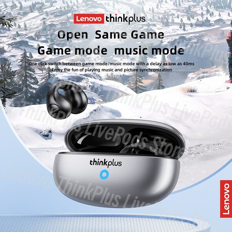 Lenovo XT83II słuchawki bezprzewodowe słuchawki Bluetooth 5.3 konstrukcja z klipsem na ucho sterowanie dotykowe połączenie HD z mikrofonami słuchawki douszne sportowy zestaw słuchawkowy