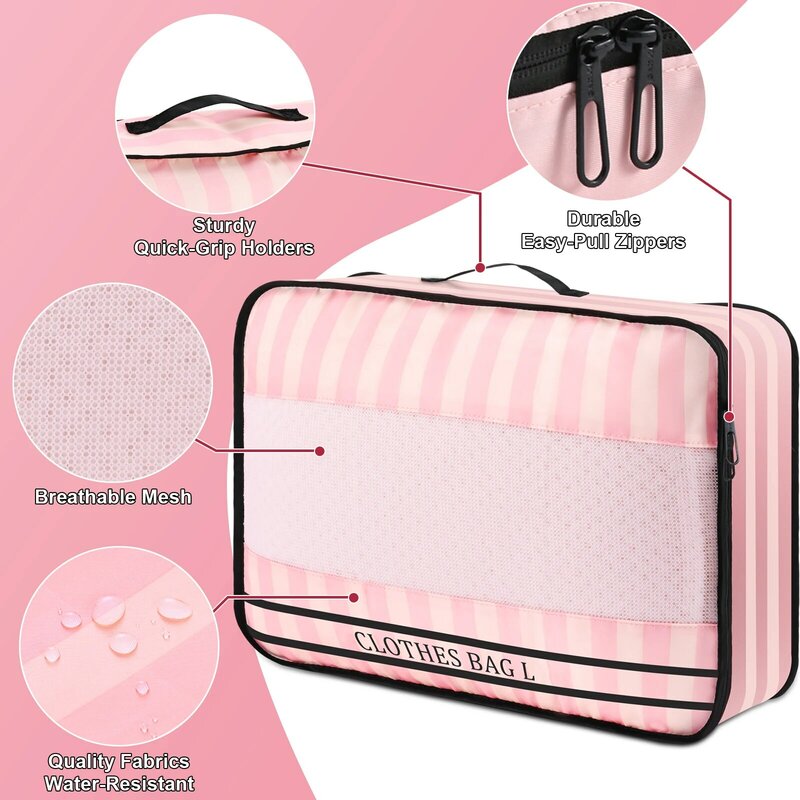 9pcs Set Travel Packing Cubes With Shoes Bag Makeup Bag, Portable Mesh Clothes Storage Organizers, Suitcase Space Saving Pouch F