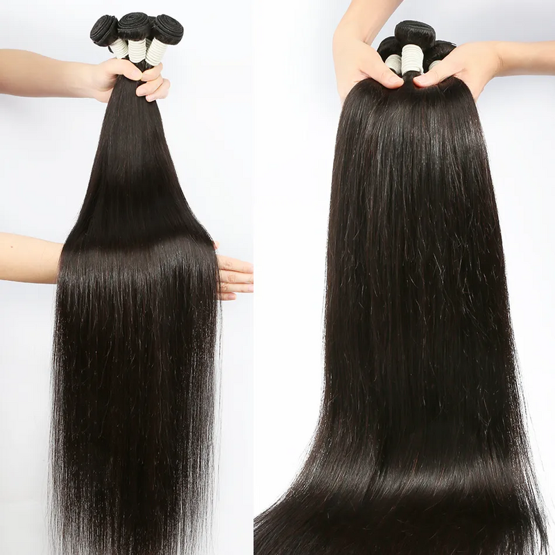 Bundel rambut manusia lurus 12A 30 inci bundel rambut mentah panjang tebal alami ekstensi jalinan rambut Brasil murah 100g