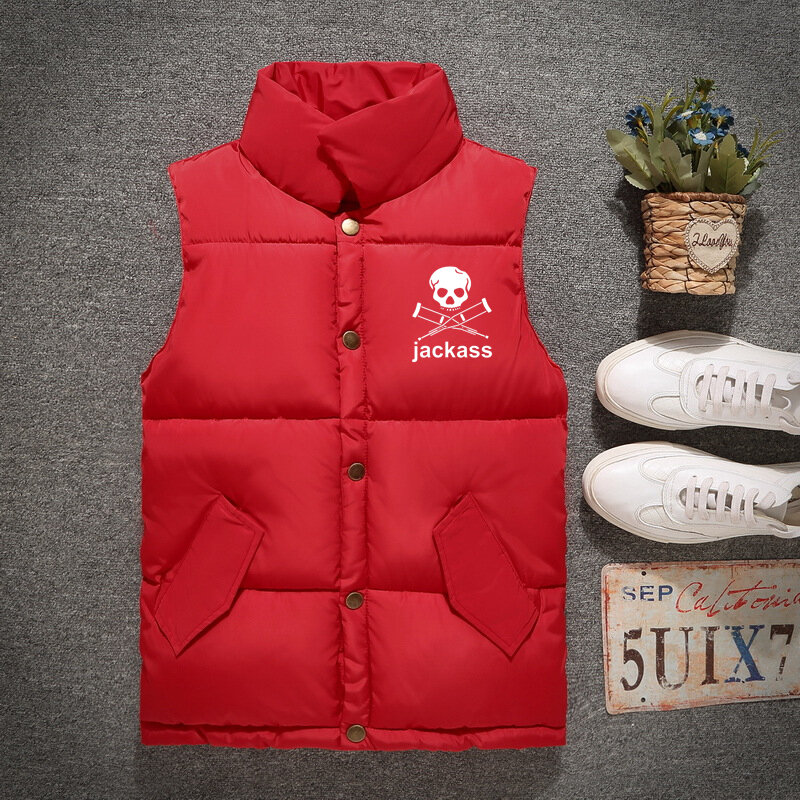 Chaqueta de algodón para hombre, chaleco cálido y cómodo con estampado del Logo de Jackass Forever, Color sólido, 2022