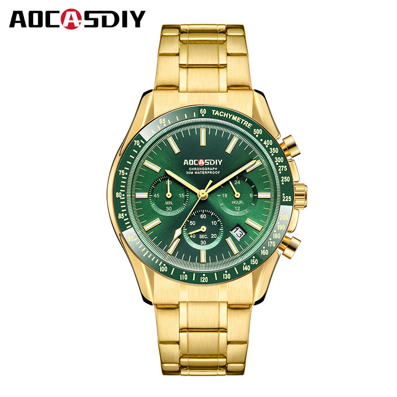 AOCASDIY-Relógio de pulso masculino liga impermeável, relógios quartzo, relógio casual, cronógrafo luminoso, alta qualidade, luxo