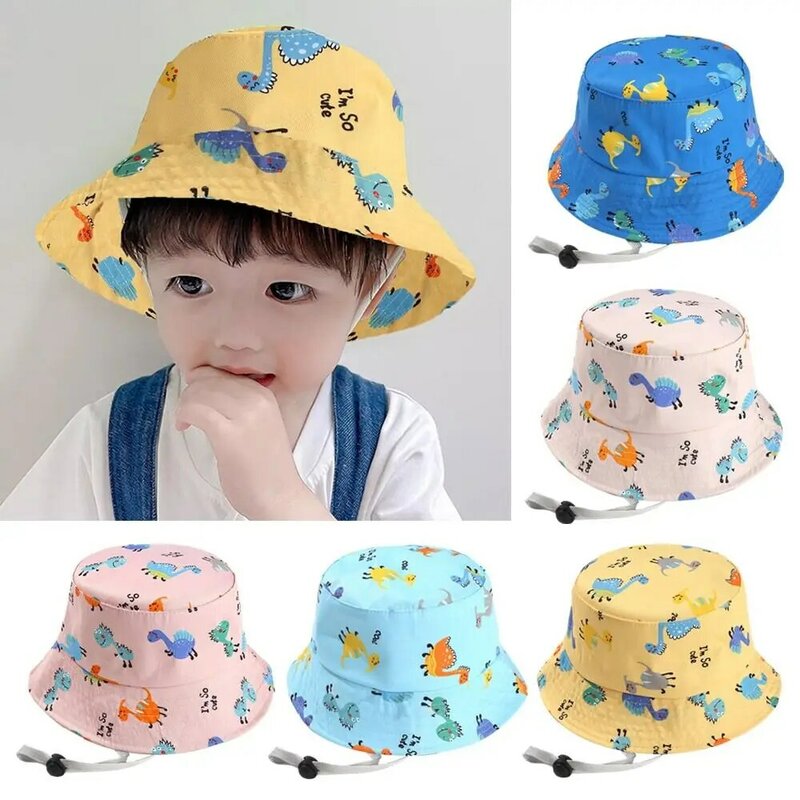 Cotton Polyester Kids Bucket Hat Outdoor UV Protection Cartoon Panama Hat Cute Breathable Sun Cap Kids