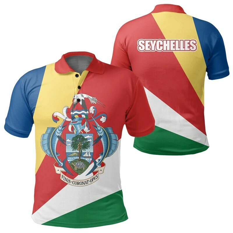 Africa Seychelles mappa bandiera 3D stampato Polo per uomo emblema nazionale manica corta patriottico cappotto di braccia POLO Jersey
