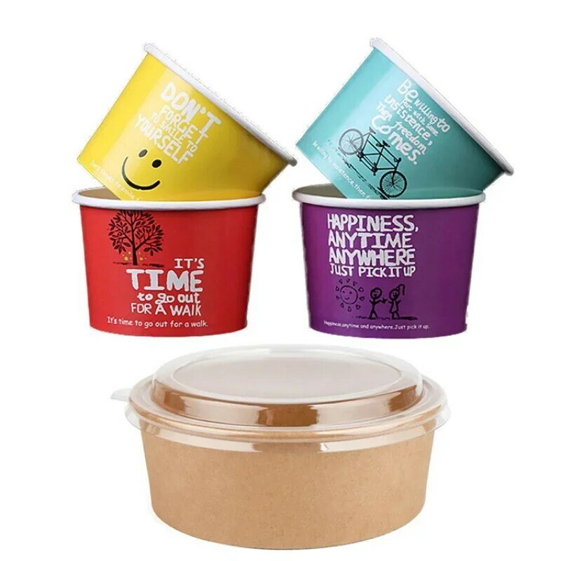 Customized productFactory Directly Sale Custom Logo Paper Disposable Salad Soup Ice Tub Tube Cup Packaging Dessert Bowl Co