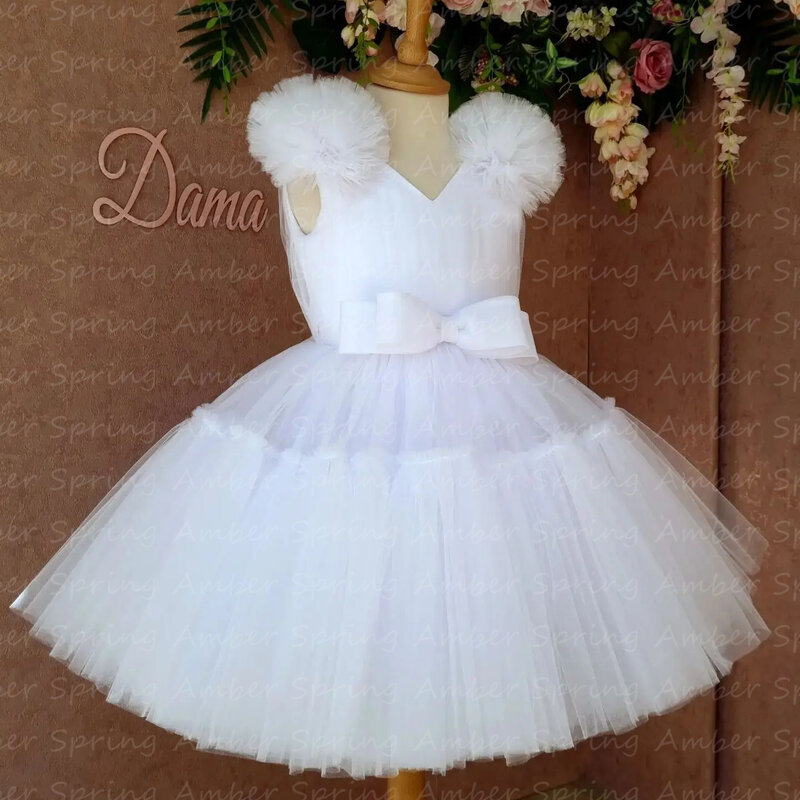 Weiße schöne Blumen mädchen Kleider ersten Geburtstag Prinzessin Weihnachts feier Robe Fotoshooting Kinder kleider Tutu Rock Hochzeit Kinder Wea