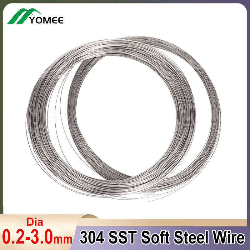 304 Stainless Steel Wire Soft Steel Wire Diameter 0.2-3.0mm Single Strand Binding Cord Line Rustproof
