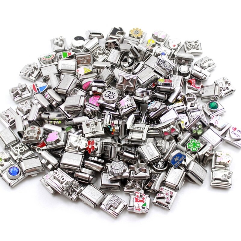 Randomly Vintage Square Beads Italian Charm Links DIY Making Accessories Bracelet Making Supplies Suitable for Jewelry