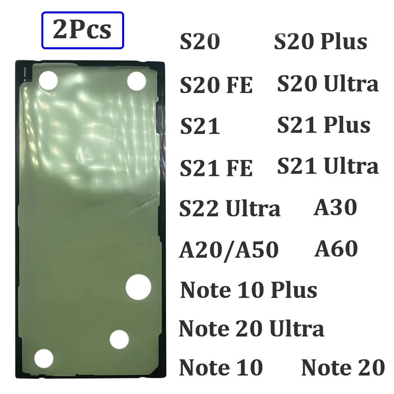 2 шт., водонепроницаемые клейкие наклейки на заднюю крышку Samsung Note 10 20 S20 Fe A20 A30 A50 A60 A70 S20 S21 Ultra Plus