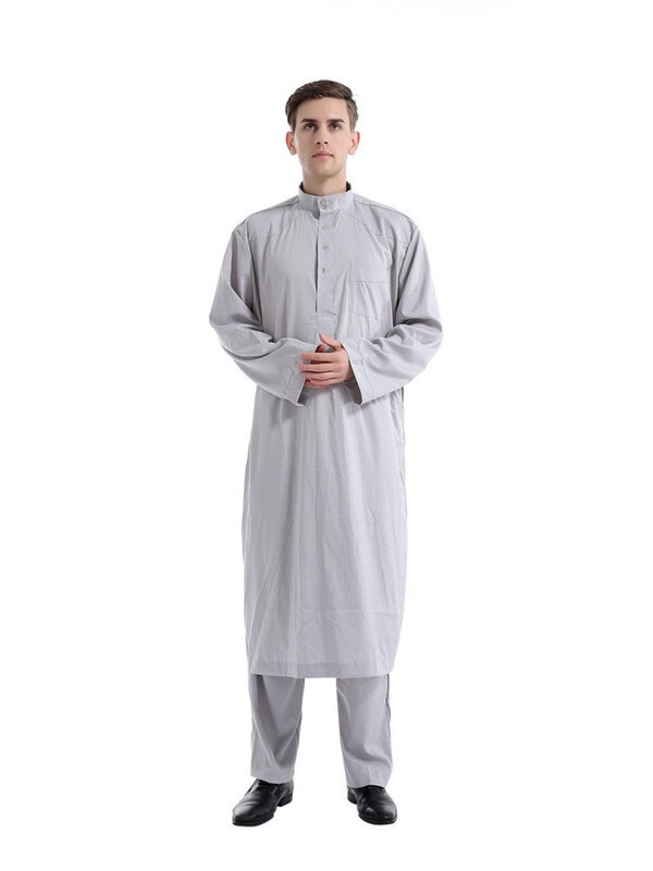 Muslim Robe Arab Men Ramadan Costumes Solid Arabic Pakistan Saudi Arabia Eid Turkey Abaya Male National Islamic Clothing