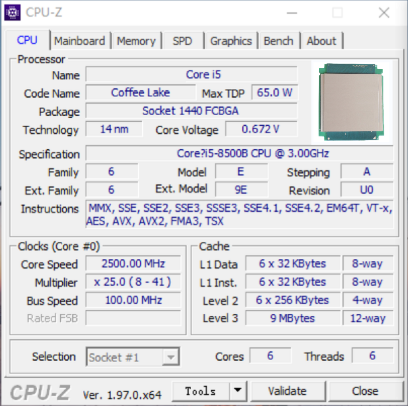 8. Kaffee See Prozessor i5-8500B i5 8500b srcx3 modifizierte CPU 3,2 GHz 6 c6t 65w Wärme leit paste ihs bga bis lga
