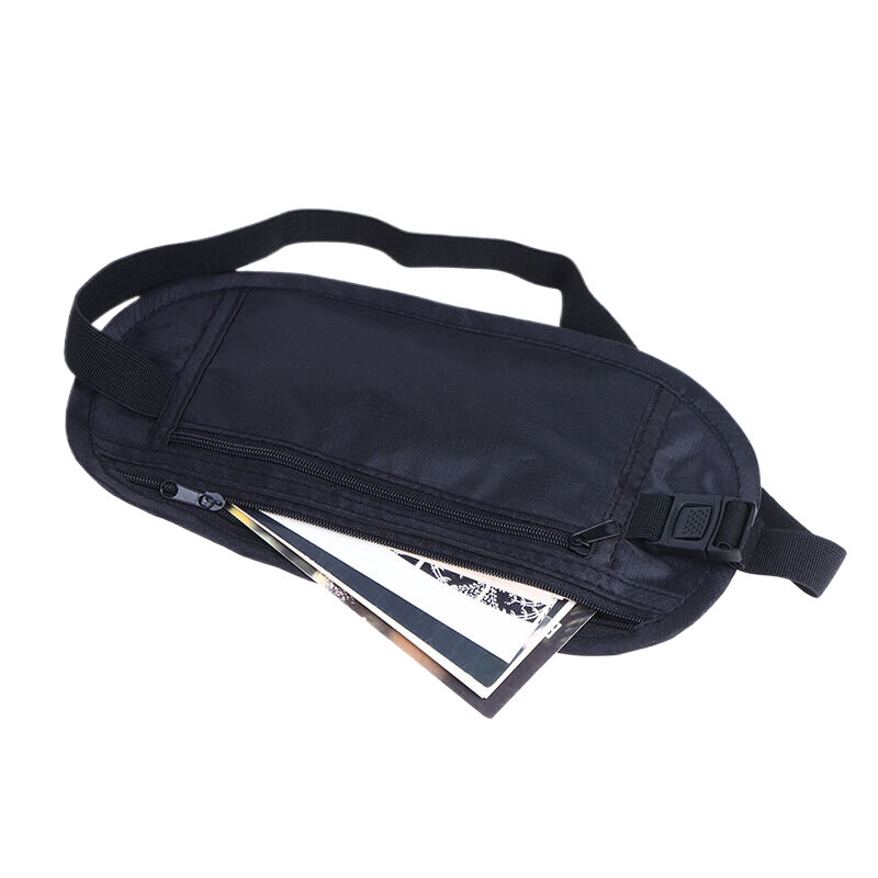 1PC Uniwersalna sportowa torba na talię Pas na pieniądze do podróży dla kobiet i mężczyzn Smukły, ukryty portfel podróżny Torba antykradzieżowa na telefon komórkowy