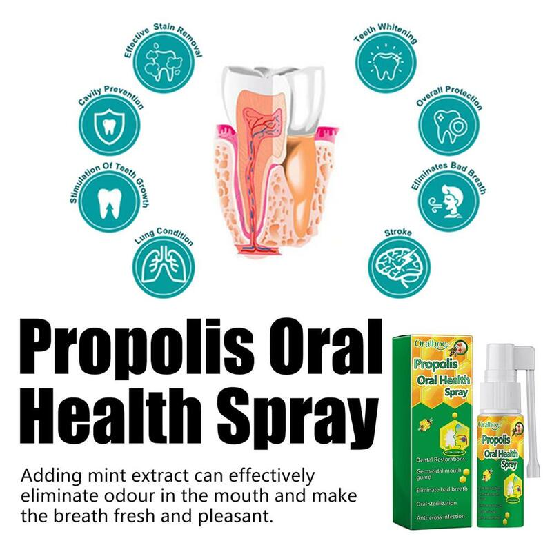 Própolis Spray para Saúde Oral, Dente Respiração Fresca, Higiene Oral, Removedor de Manchadas, T0T8, 20ml