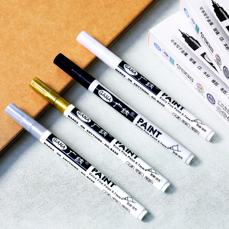 Paint Pen 4 Colors 0.7mm Extra Fine Point Paint Marker Non-toxic Waterproof Permanent Marker Pen for Cards, Posters, Rock Mugs