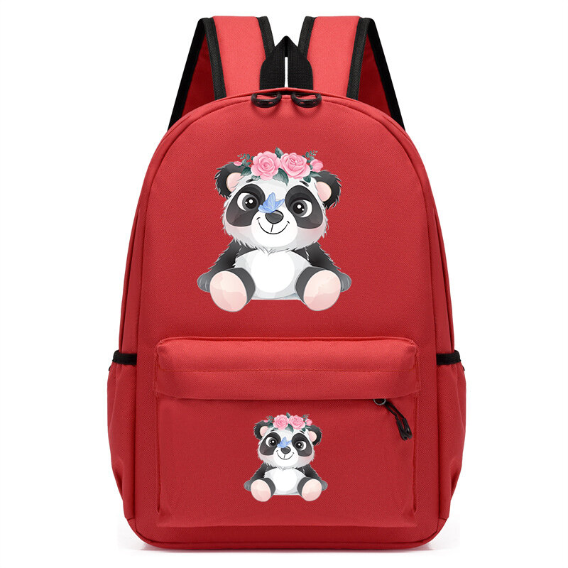 Mochila escolar de dibujos animados de acuarela para niños, mochila Kawaii de animales, pequeña Panda, a la moda