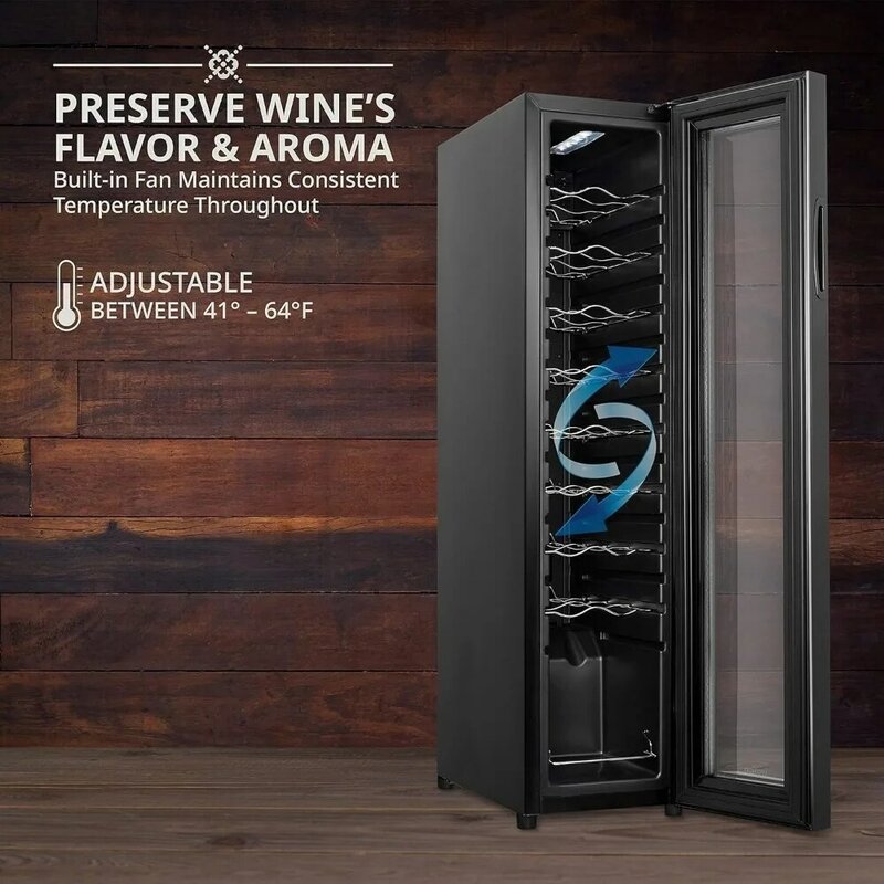 Refrigerador do vinho com fechamento, Grande adega autônoma do vinho para o vermelho, branco, Compressor de 18 garrafas