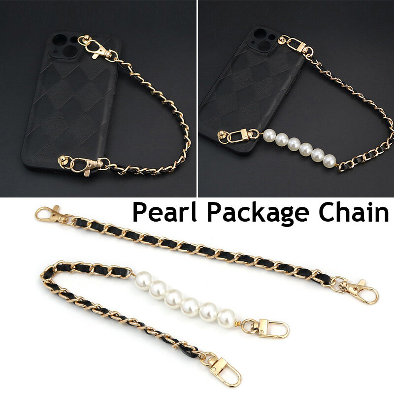 Pearl Strap For Bags Handle Metal Chain Replacement Bag Strap Fashion Mobile Phone Accessories Girls DIY Strap For Handbags Hot