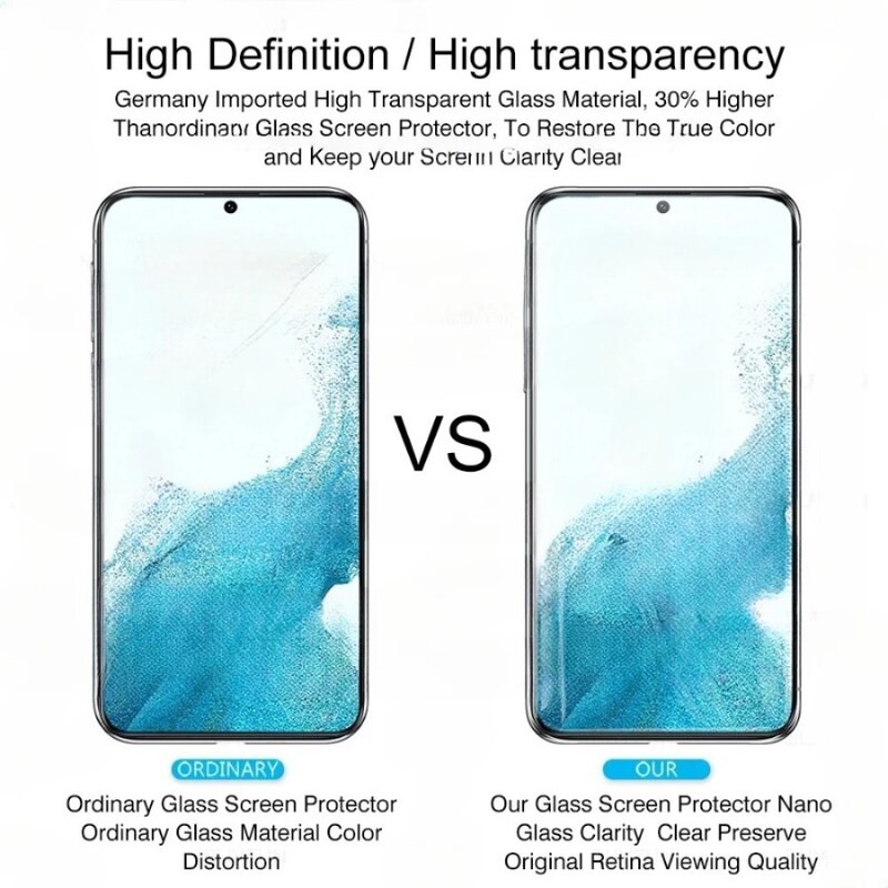 Protector de pantalla de vidrio templado para Samsung Galaxy S24, S22, S21, S20 FE Plus, 5G, película protectora, 4 unidades