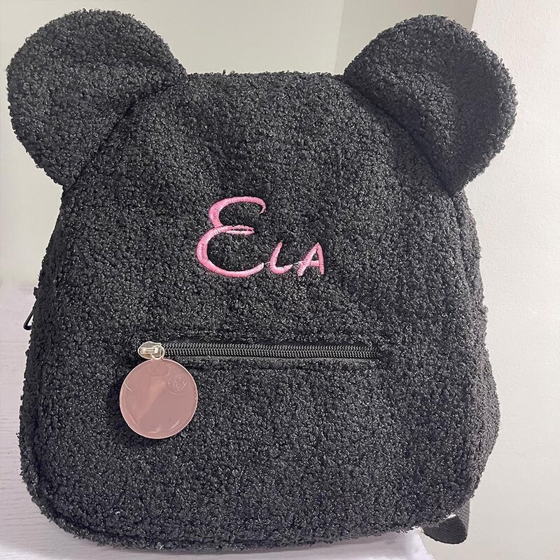 Детский дорожный рюкзак с вышивкой и именем медведя