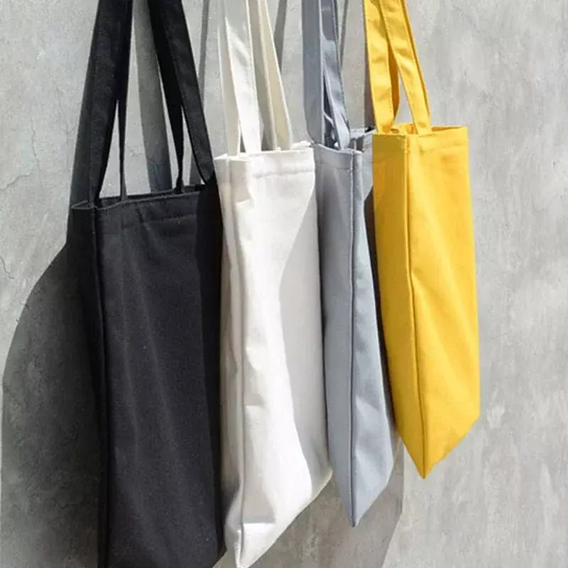 CTW2 women Solid Canvas Casual Tote shoulder bags for girls female DIY handbags eco friendly shopping bag