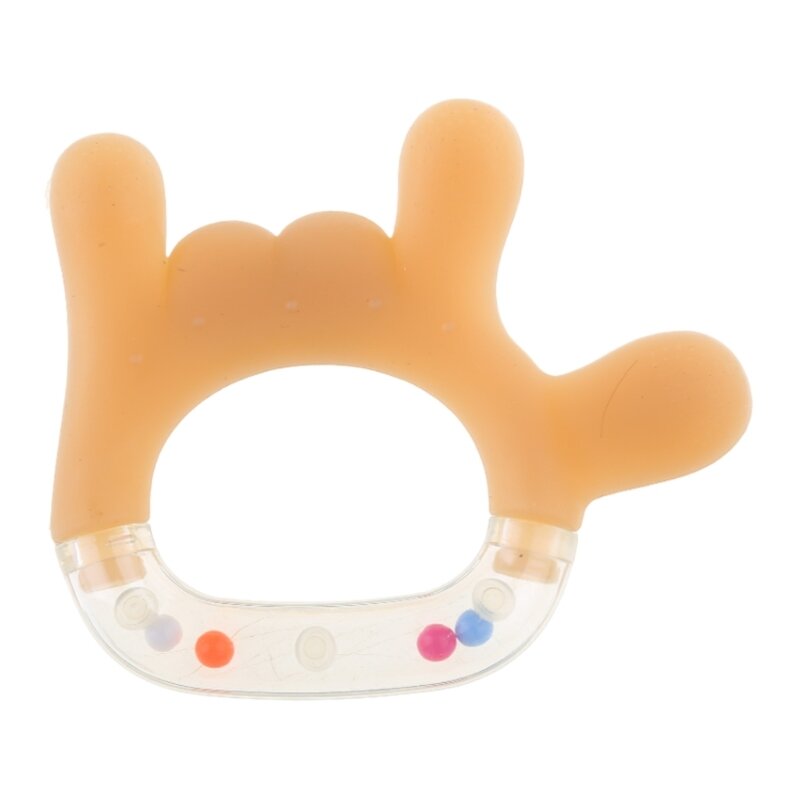 Bebê mordedor chocalho brinquedo para recém-nascido para desenvolvimento sensorial mastigar agitando mastigar