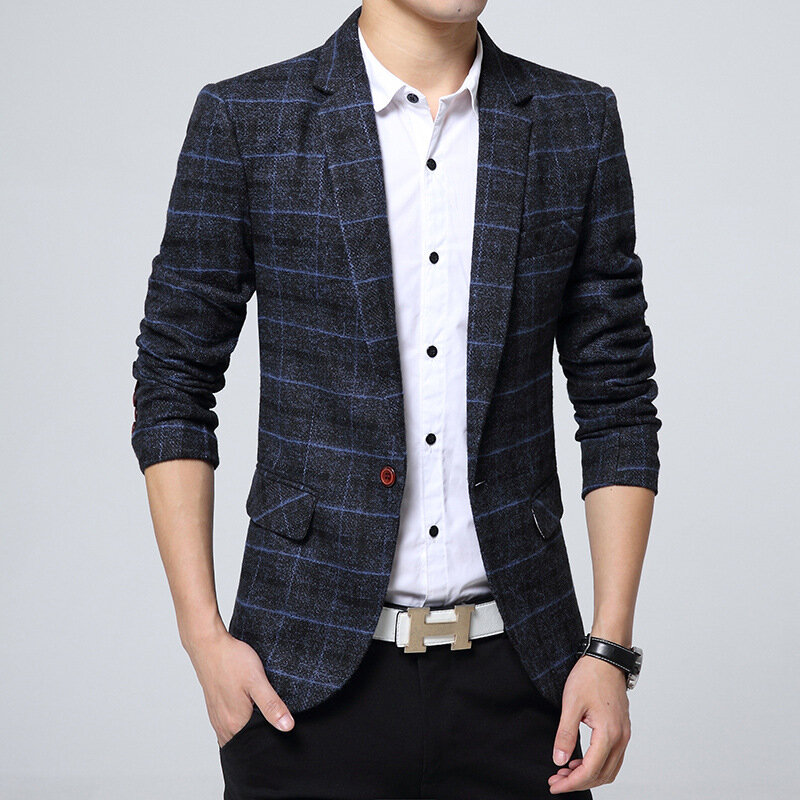 5095-2023 new linen suit coat men's spot solid color casual suit collar trend suits