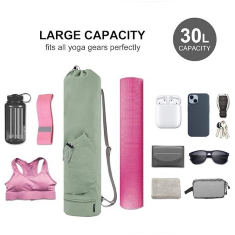 Bolsa de esterilla de Yoga para ejercicio de gran capacidad, bolsa de almacenamiento multifunción, bolsa de esterilla deportiva impermeable con bolsillo para botella de agua