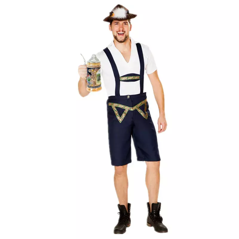 Disfraz del Oktoberfest alemán para hombre, traje de Halloween de Lederhosen bávaro, Festival tradicional de cerveza, mono de Cosplay