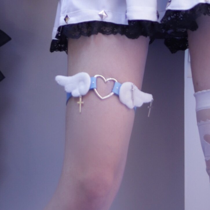Ali d'angelo anello per gambe ciondolo decorativo in metallo sottocultura miniera stile Punk collana Y2K da donna anello per gambe in stile giapponese