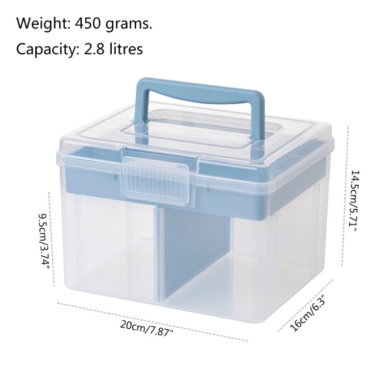 Caja almacenamiento apilable transparente para manualidades, contenedor almacenamiento con bandeja almacenamiento para