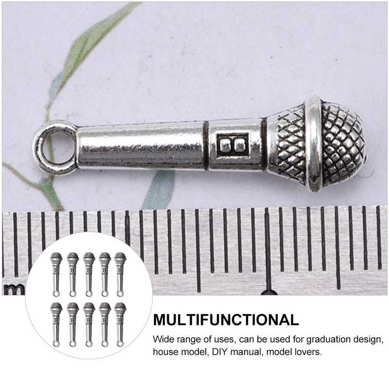 Mini micrófonos de aleación de 10 piezas, modelo de micrófonos falsos, accesorios para el hogar