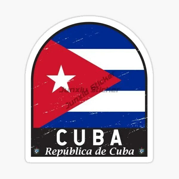 Cuba Cu แผนที่ธงประจำชาติสติกเกอร์พีวีซีสำหรับตกแต่งรอยขีดข่วนรถจักรยานยนต์แล็ปท็อปหน้าต่างรถโต๊ะหมวกกันน็อคติดผนัง