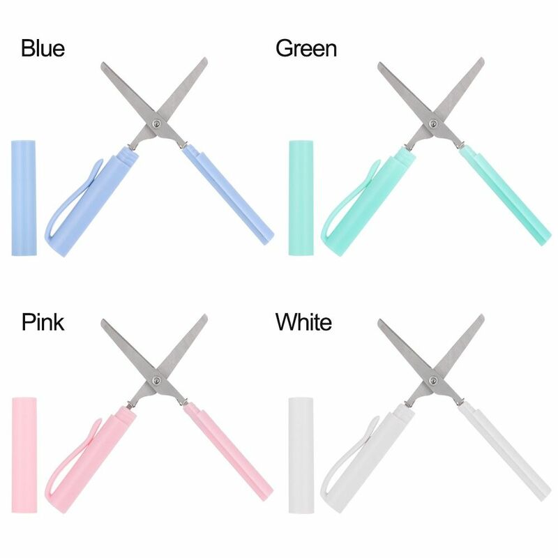 5 Color Portable Student Stationary School DIY Safe Folding Scissor Handcraft Scissor Handwork Art Tools Pen Shape Scissor