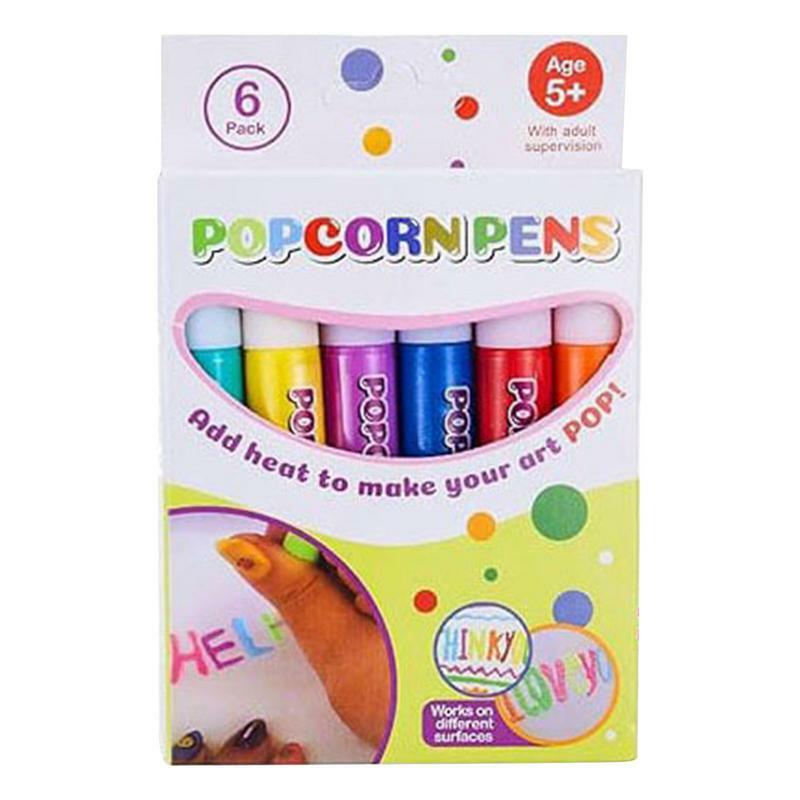 3D Puffy Bubble Popcorn Pen para crianças, Canetas 3D Art, Cartões de aniversário, Papelaria escolar, Presentes para crianças, Saudação, Magia