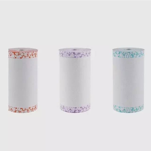 3 Rolls Color Thermal Paper Mini Printer Paper Rolls 57 * 30 Color Edge Sticky Self-adhesive for Paperang P1 Peripage A6/A8