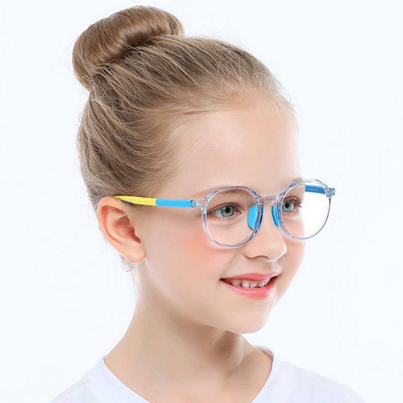 子供用シリコンサングラス,丸い青い光レンズ,柔軟な光学フレーム,コンピューター,透明ブロッキング,2022 tr90