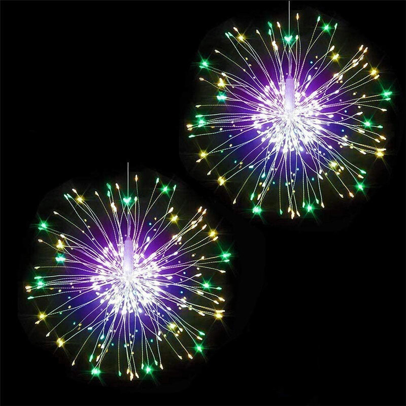 Guirnalda de luces LED de fuegos artificiales Starburst, 10 en 1, impermeable, 8 modos, para jardín, fiesta, boda, decoración navideña