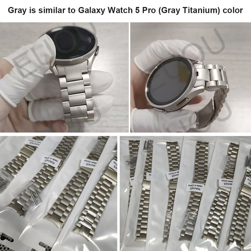 No Gap Correa Compatible con Samsung Galaxy Watch 4 Classic 46mm 42mm Pulsera de Repuesto, Sólido de Acero Inoxidable Correa de Reloj para Galaxy Watch 5 Pro 45mm/Watch5 44mm 40mm Smartwatch