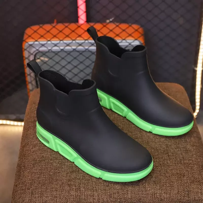 Мужские байкерские ботинки, уличные водонепроницаемые повседневные кожаные ботинки, модные Нескользящие ботинки на платформе в британском стиле, сапоги для дождя