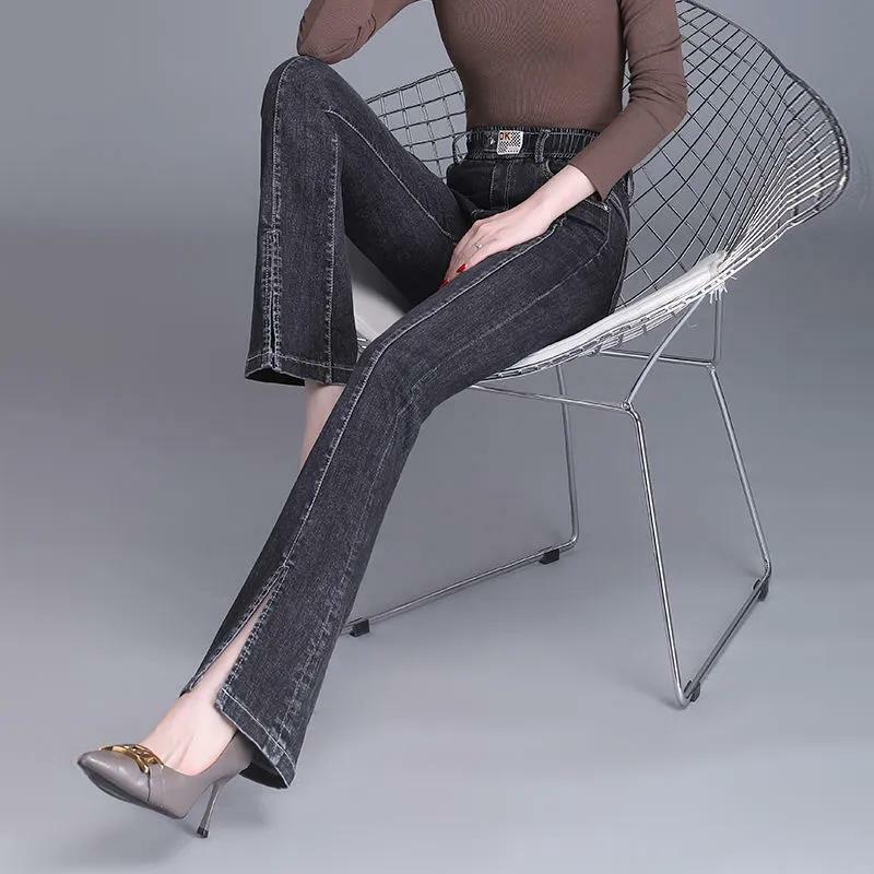 بنطلون جينز نسائي ضيق غير رسمي مرن عالي الخصر مناسب للربيع والصيف من Streetwear