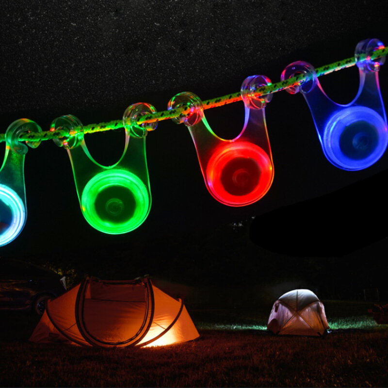 2PCS LED Keychain Light Tent Light String Rope Guard Hanging Lights Mini Flashlight Outdoor Camping Garden Waterproof Emergency