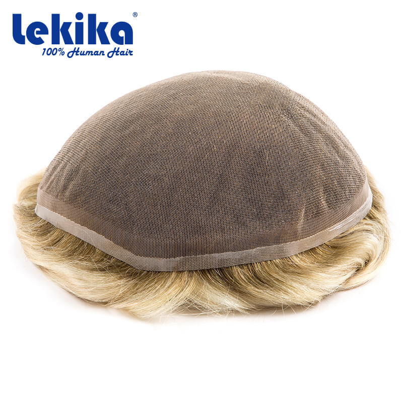男性用の通気性のあるフルレースウィッグ,人間の髪の毛のユニット,男性の女性の根の治療,フレンチ100%,4/613の色