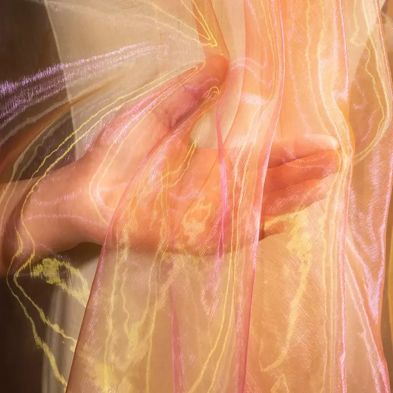 Laser Organza Stoff Gradient glänzend vom Meter für Brautkleider Kleidung Röcke nähen weiche dünne Sommer tuch transparent